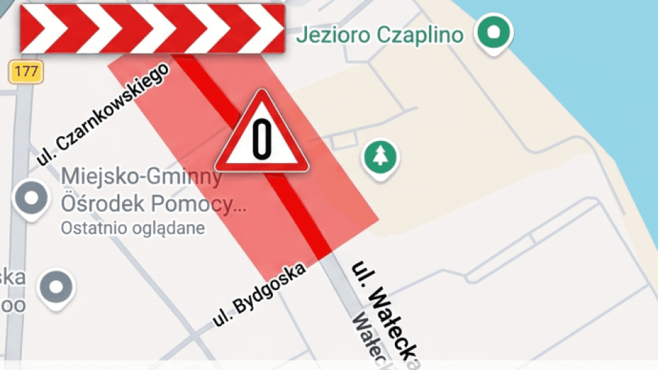 08:18 Utrudnienia dla kierowców i pieszych w Czaplinku. Przez kilka godzin zamknięta dla ruchu będzie ulica Wałecka