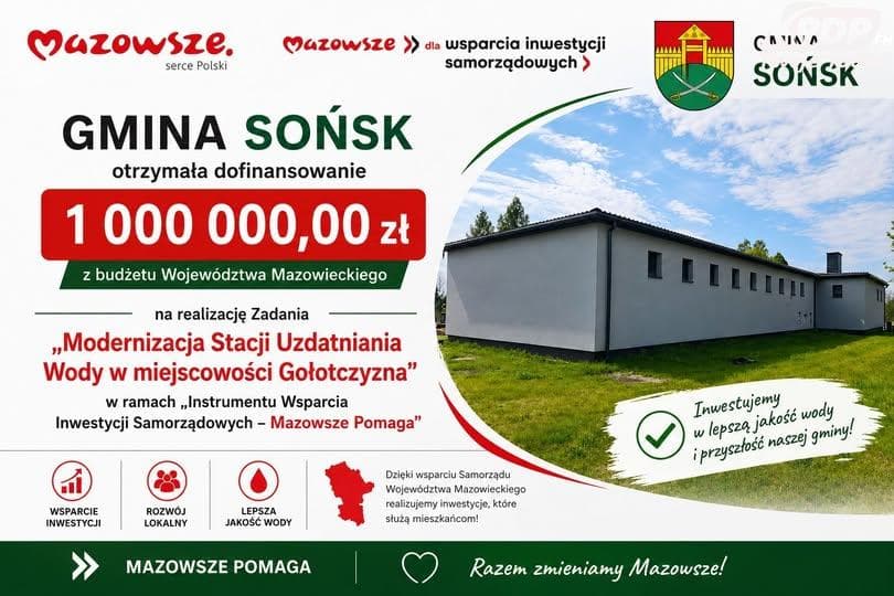 1,1 mln zł dofinansowania trafi na zadania realizowane na terenie gminy Sońsk