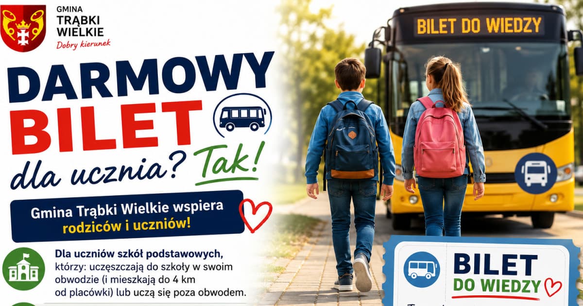 •15:17 Bezpłatne przejazdy do szkoły. Gmina Trąbki Wielkie czeka na wnioski