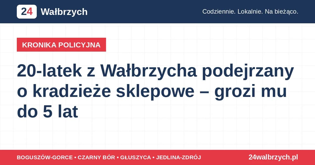 20-latek z Wałbrzycha podejrzany o kradzieże sklepowe – grozi mu do 5 lat