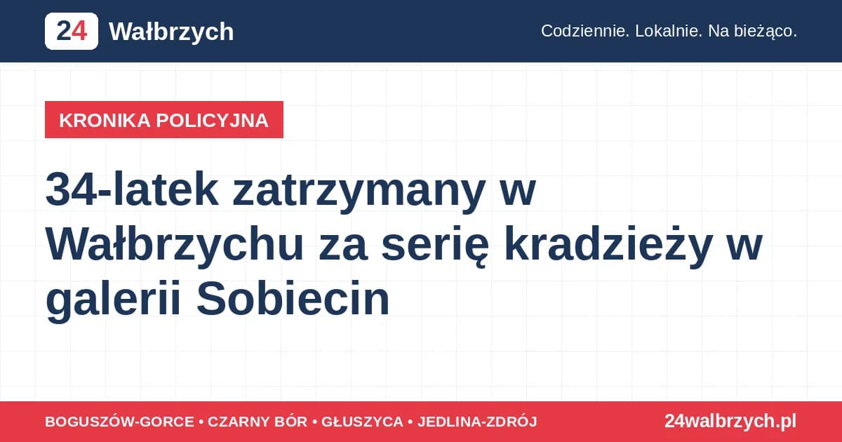 34-latek zatrzymany w Wałbrzychu za serię kradzieży w galerii Sobiecin