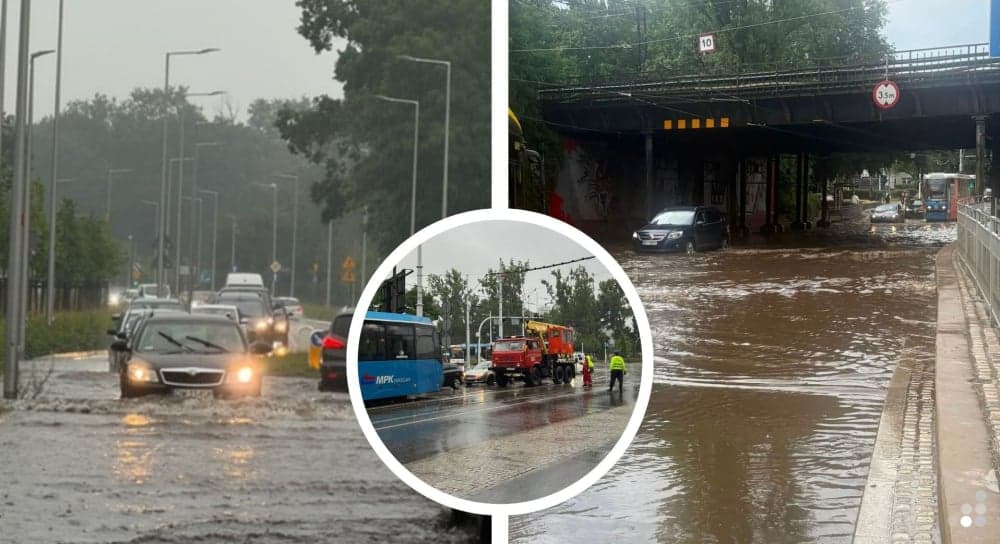 5 Ulewa nad Wrocławiem paraliżuje ruch w mieście. Zalane drogi...