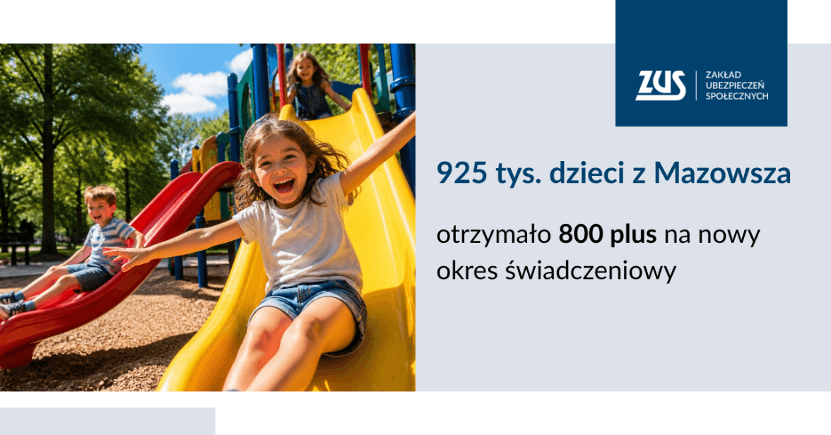 925 tys. dzieci z Mazowsza otrzymało 800+ na nowy okres świadczeniowy
