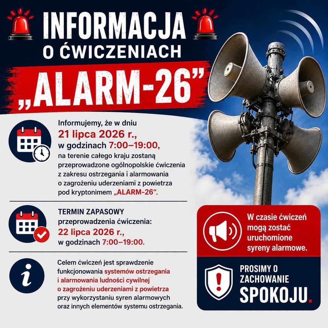 „ALARM 2026” - ogólnopolskie ćwiczenia ostrzegania i alarmowania
