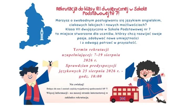 Angielski na co dzień. SP nr 7 prowadzi dodatkowy nabór do klasy VII