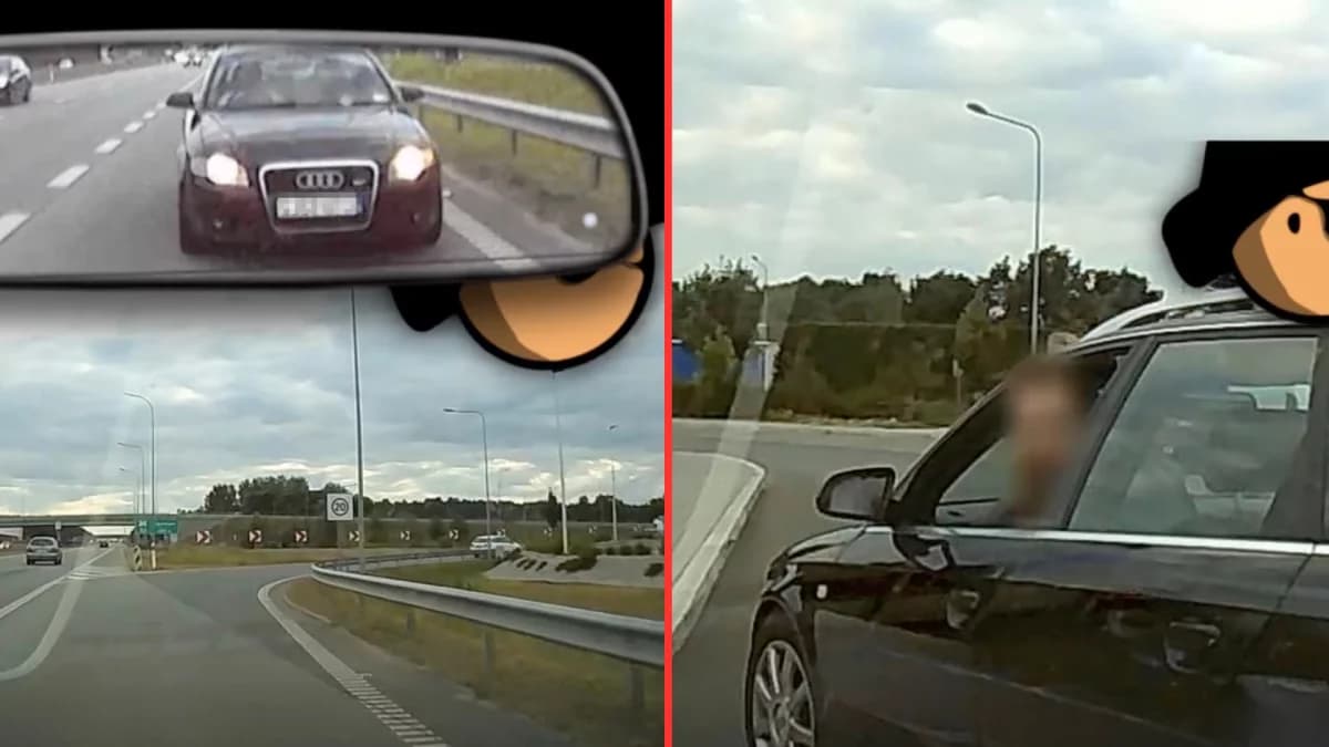 Awantura pod Piotrkowem - Audi zajechało drogę kierowcy. Jest nagranie!