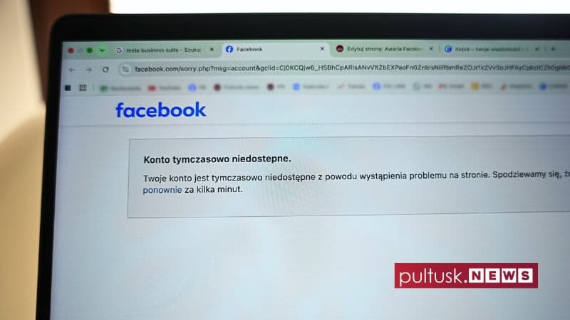 Awaria Facebooka. ,,Twoje konto jest tymczasowo niedostępne''