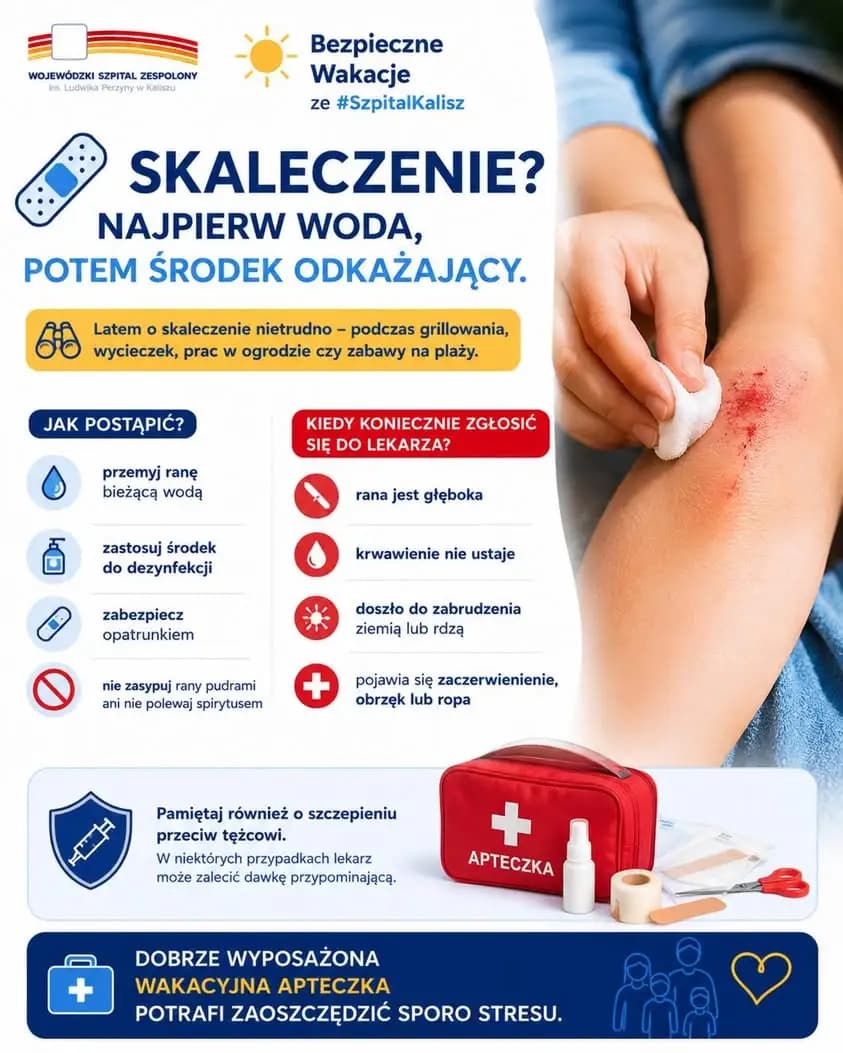 Bezpieczne wakacje: jak prawidłowo opatrzyć skaleczenie? Porady ze Szpitala w Kaliszu