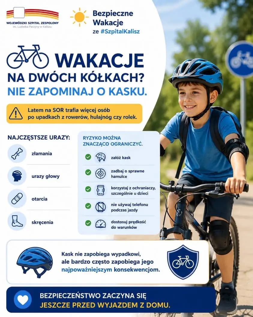 Bezpieczne wakacje na dwóch kółkach – apel kaliskiego szpitala