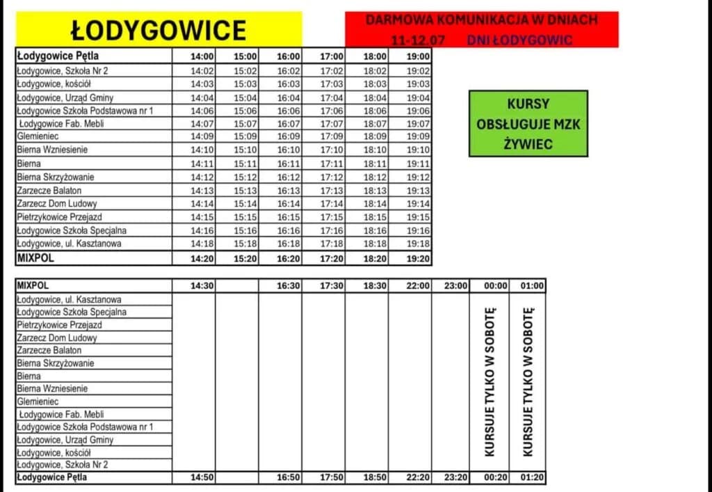 Bezpiecznie i wygodnie na święto gminy. Rozkład jazdy autobusów na Dni Łodygowic 2026!