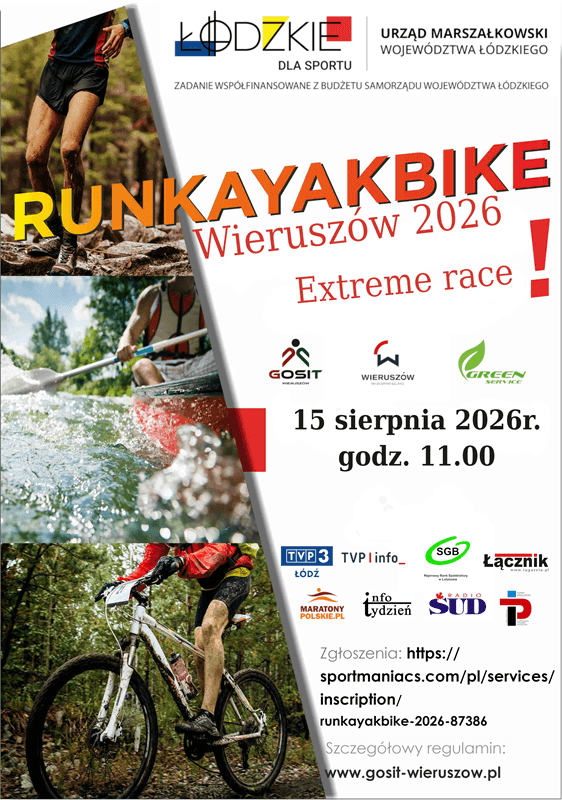 Bezpośredni odnośnik do Poznaj medal i koszulkę techniczną zawodów RunKayakBike Wieruszów 2026!