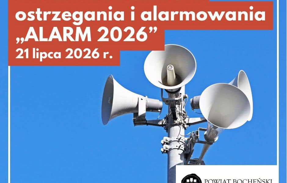 BOCHNIA. Jutro ćwiczenie z zakresu ostrzegania i alarmowania o zagrożeniu uderzeniami z powietrza