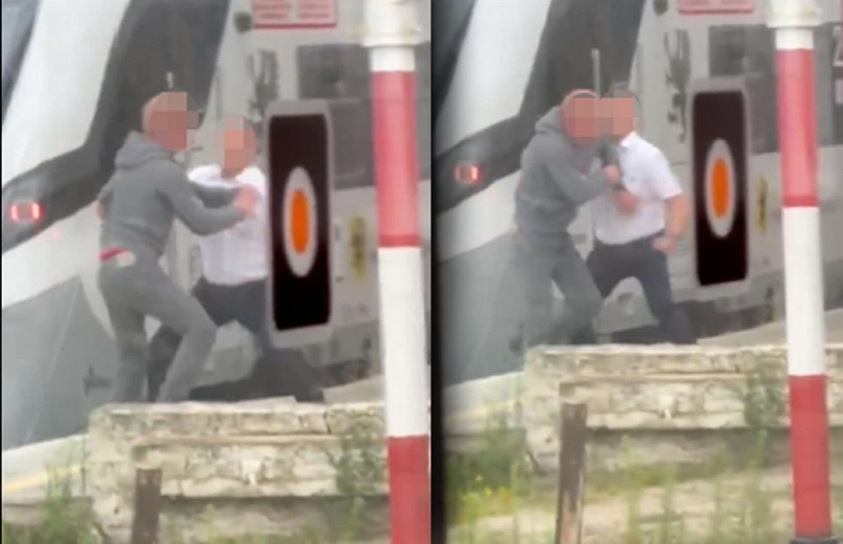 Bójka pasażera z konduktorem na peronie tuż przed odjazdem pociągu! Do sieci trafiło nagranie