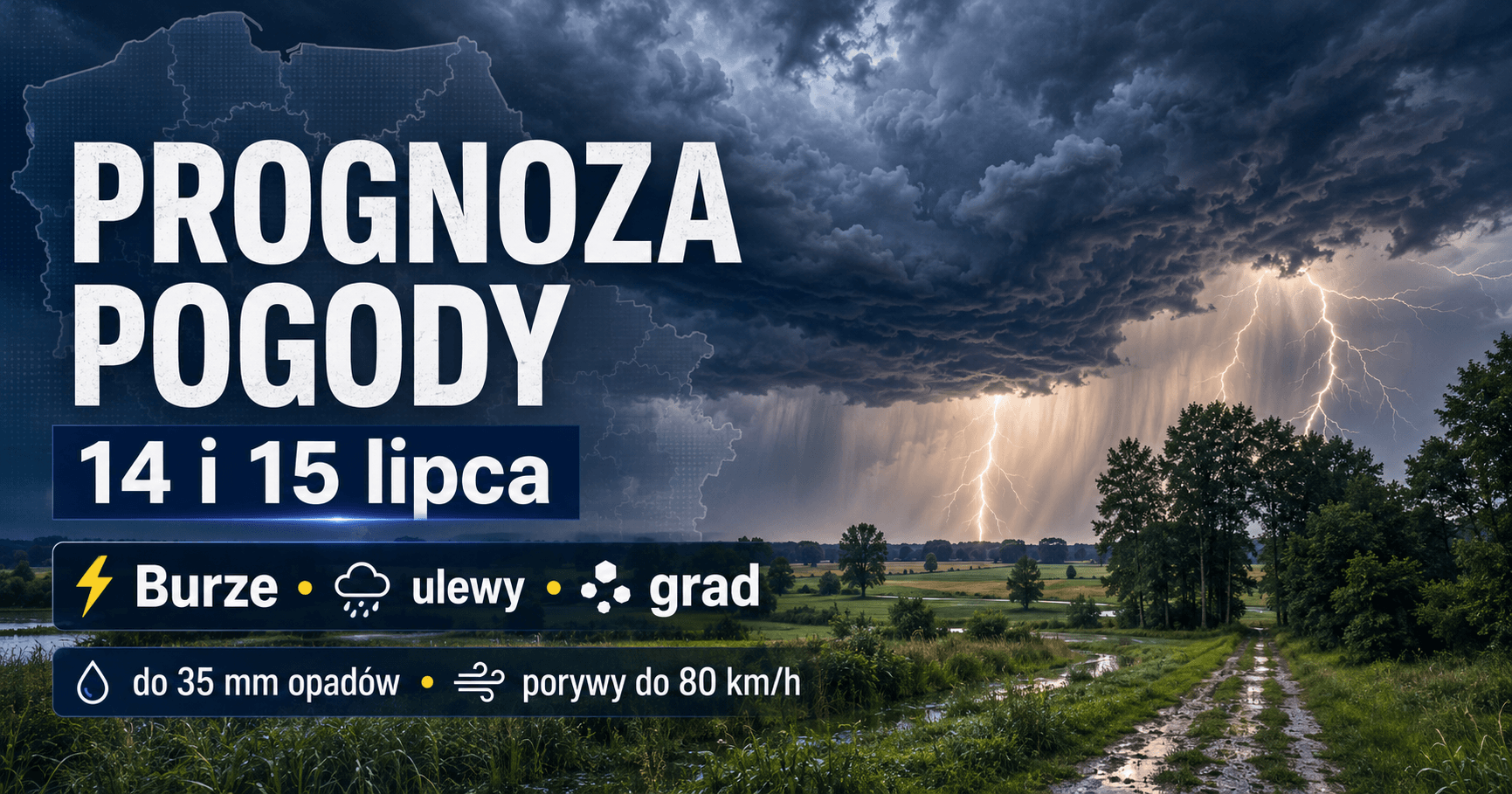 Burze, ulewy i grad nad regionem. Prognoza pogody na 14 i 15 lipca