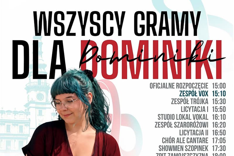 Charytatywny koncert na Rynku Wielkim. Wszyscy gramy dla Dominiki