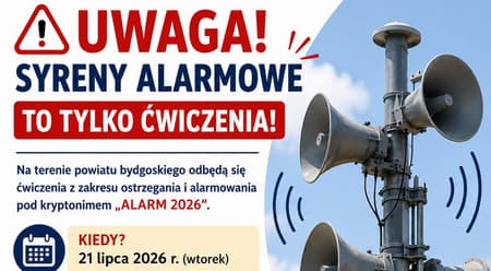 Ćwiczenia „ALARM 2026” w powiecie bydgoskim. Będą uruchomione syreny