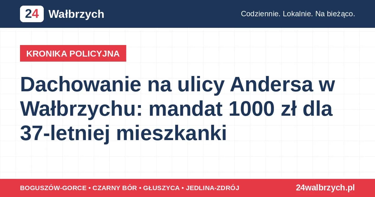 Dachowanie na ulicy Andersa w Wałbrzychu: mandat 1000 zł dla 37-letniej mieszkanki