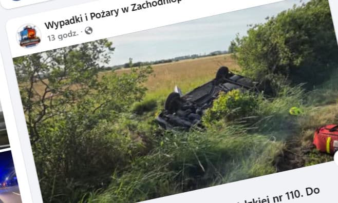 Dachowanie w przydrożnych chaszczach. 16-latek w szpitalu