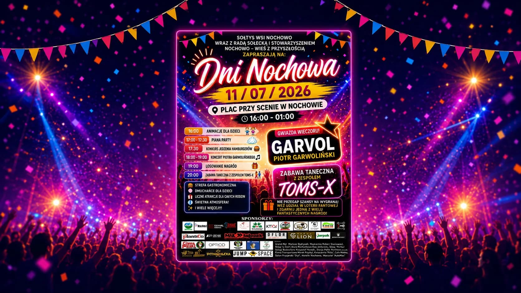 Dni Nochowa 2026 – program imprezy: koncert, piana party i zabawa taneczna