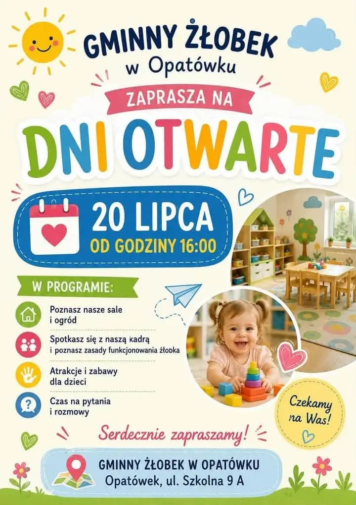 Dni Otwarte w Gminnym Żłobku w Opatówku – zaproszenie dla rodzin