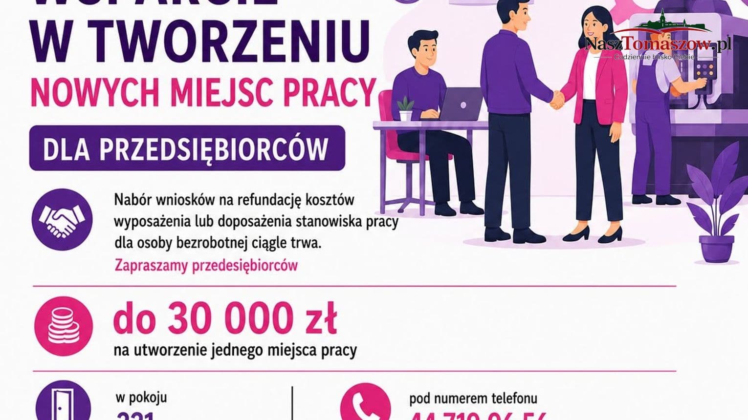 Do 30 tys. zł na nowe miejsce pracy. Trwa nabór dla przedsiębiorców w Tomaszowie Mazowieckim