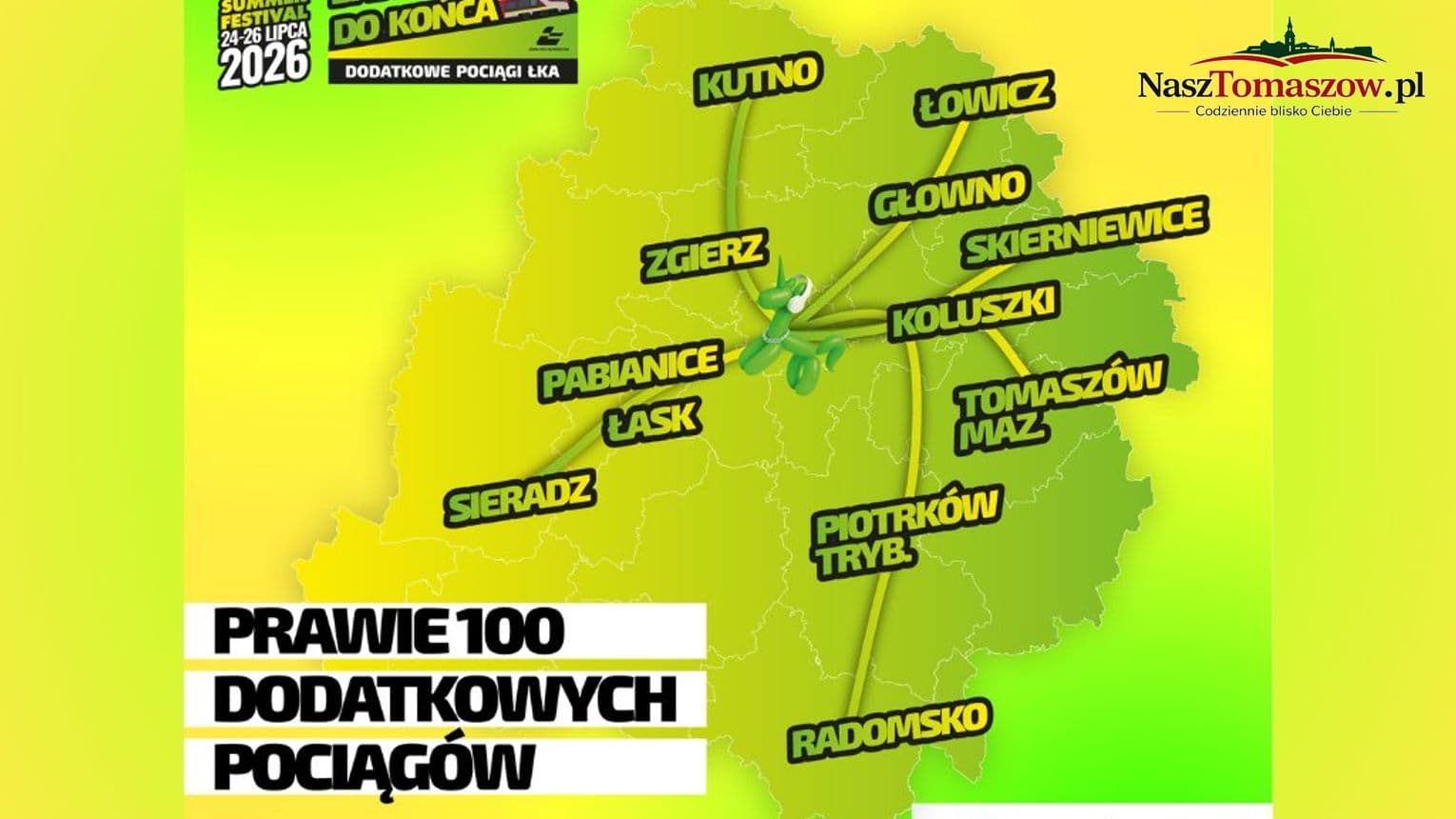Dodatkowe pociągi z Tomaszowa na Łódź Summer Festival. ŁKA zapowiada wygodny dojazd