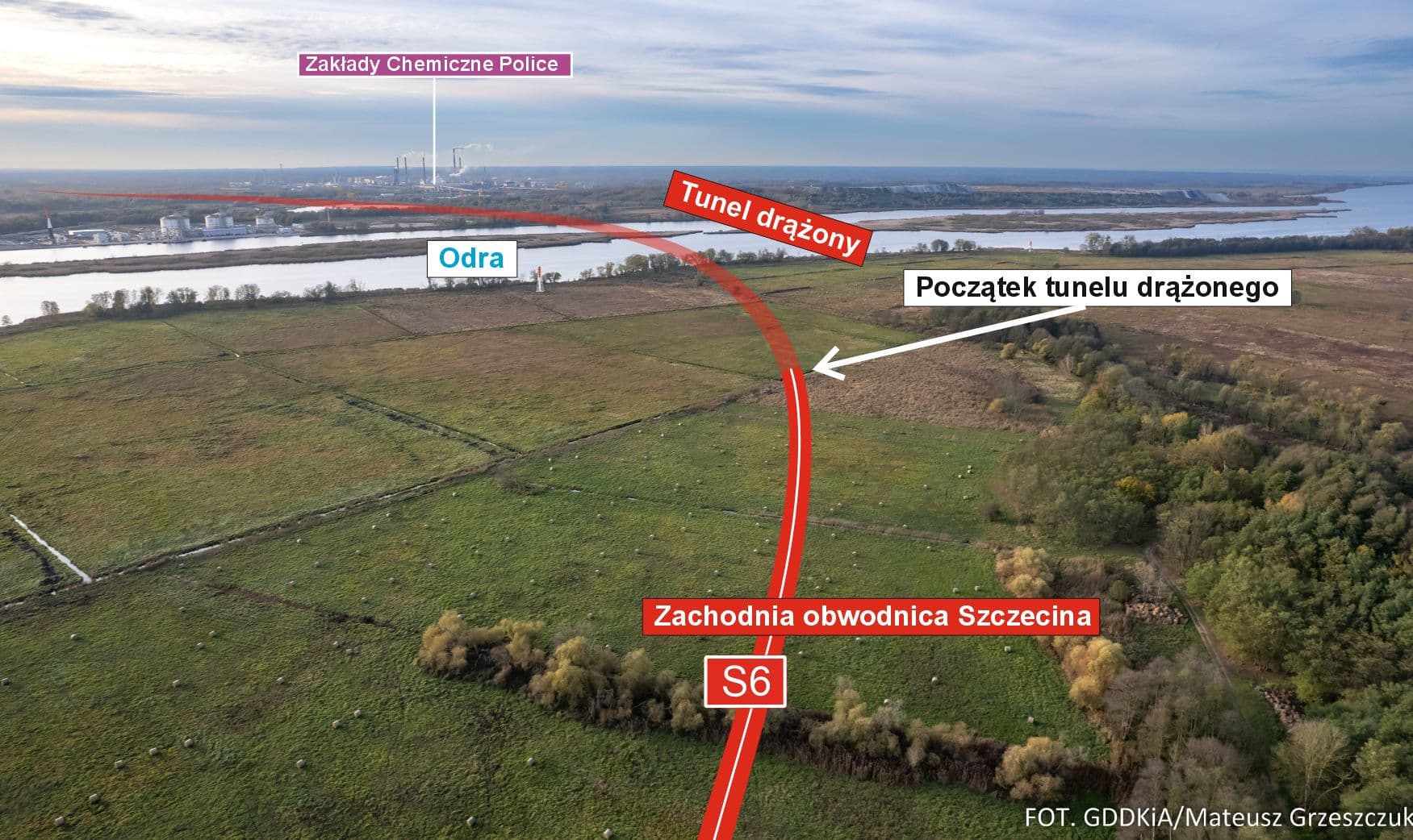 Drążenie tunelu pod Odrą rozpocznie się na terenie Gminy Goleniów. Pod Świętą pojawi się gigantyczny „kret”