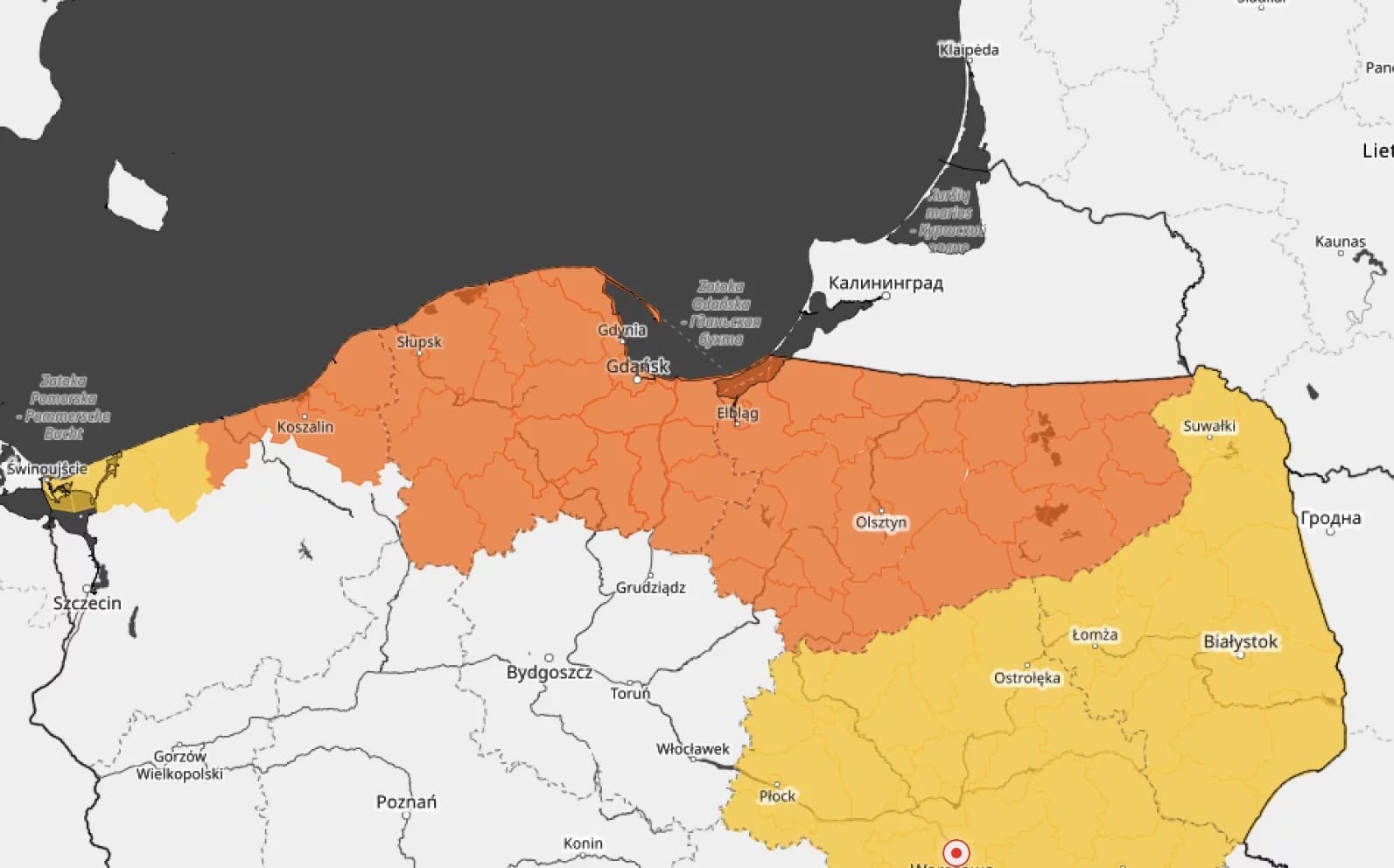 Drugi stopień ostrzeżenia dla Gdańska i okolicy