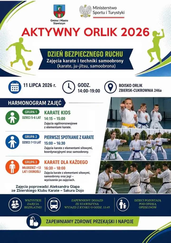 Dzień Bezpiecznego Ruchu na Orliku w Zbiersku – bezpłatne zajęcia karate i atrakcje