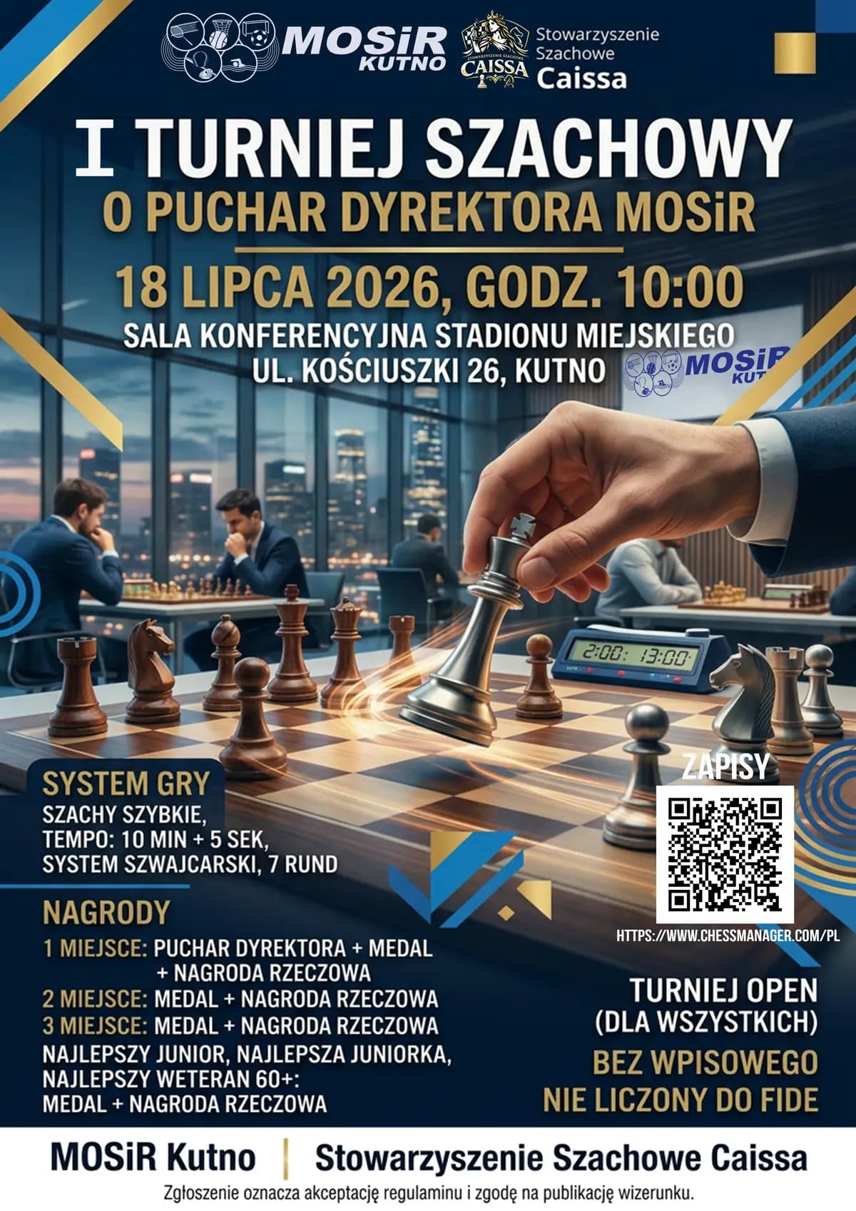 Ernest Wolski zwycięzcą I Turnieju Szachowego o Puchar Dyrektora MOSiR Kutno
