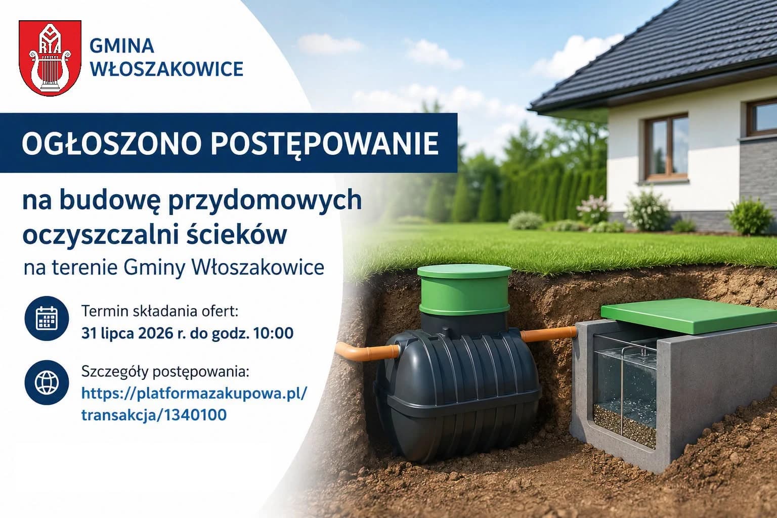 Gmina Włoszakowice ogłosiła przetarg na przydomowe oczyszczalnie ścieków