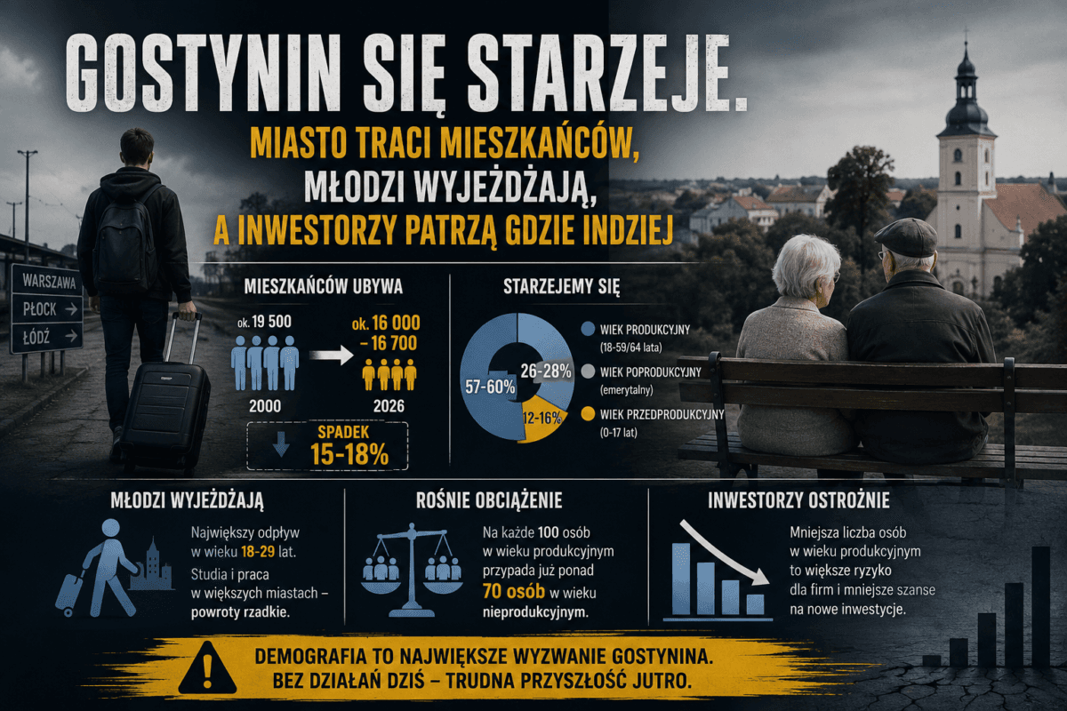 Gostynin się starzeje. Miasto traci mieszkańców, młodzi wyjeżdżają, a inwestorzy patrzą gdzie indziej