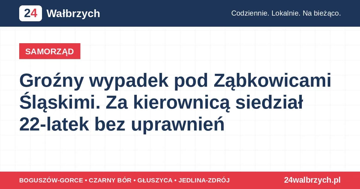 Groźny wypadek pod Ząbkowicami Śląskimi. Za kierownicą siedział 22-latek bez uprawnień