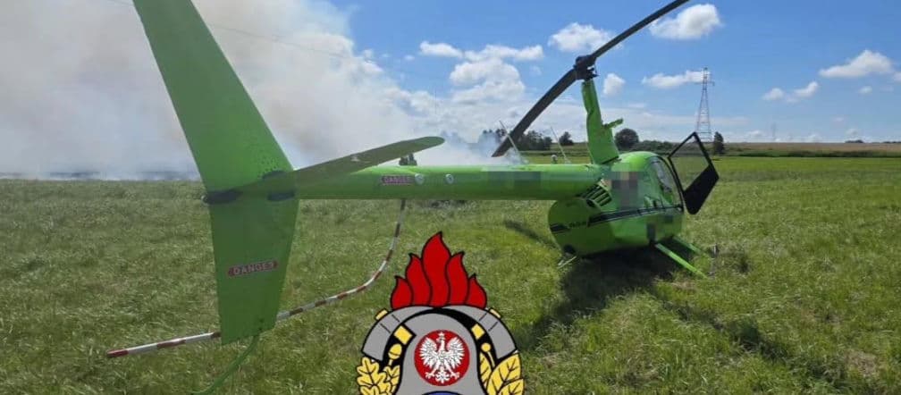 Groźny wypadek śmigłowca! Wleciał w linię wysokiego napięcia