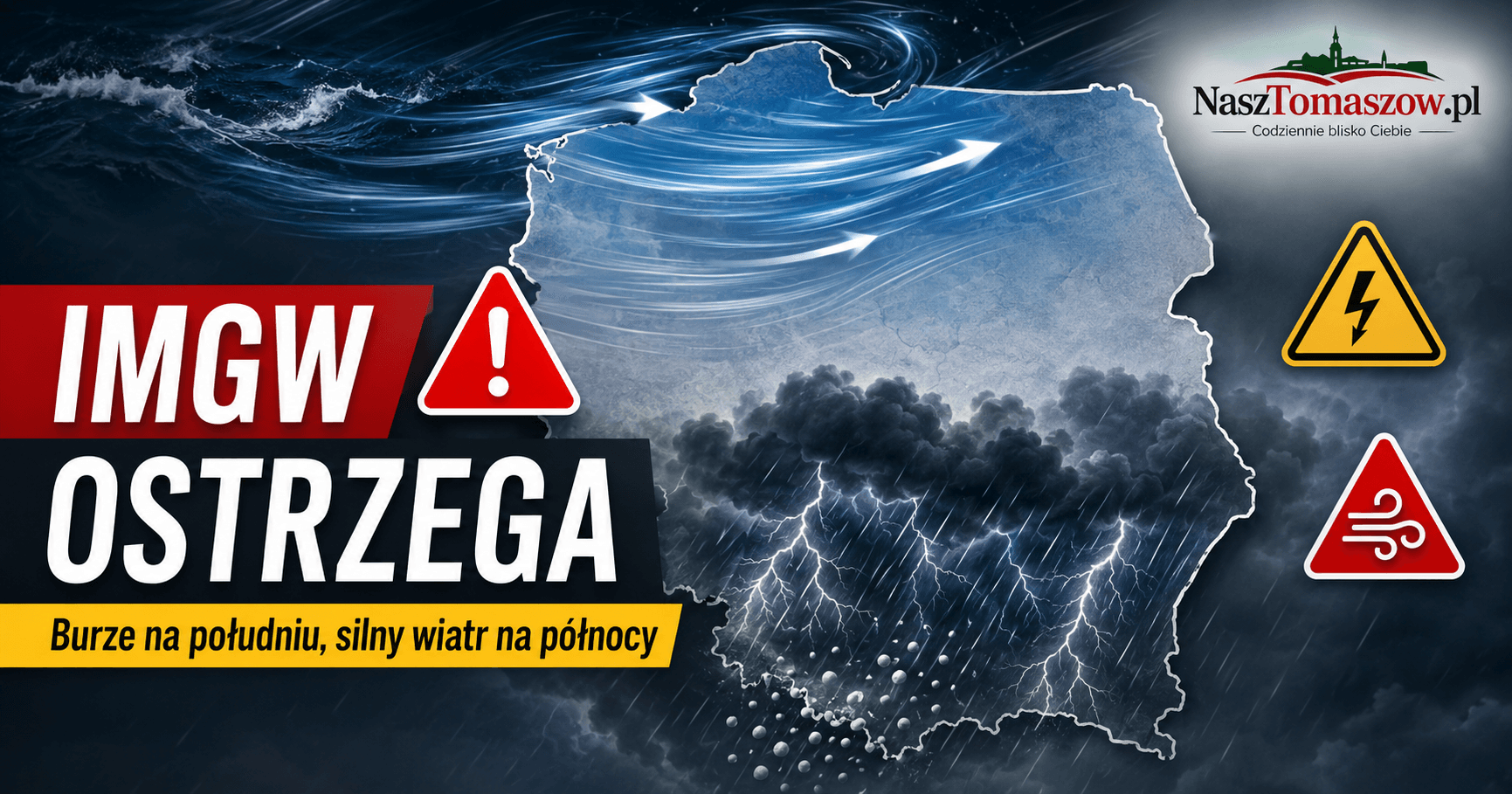 IMGW ostrzega: burze na południu, bardzo silny wiatr nad Bałtykiem. W Pomorskiem alert najwyższego stopnia