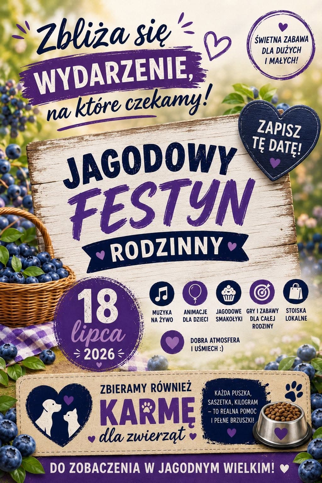 Jagodowy Festyn Rodzinny 18 lipca 2026 w Jagodnem Wielkim. Letnie wydarzenie dla rodzin📅 18 lipca 2026📍 Jagodne Wielkie