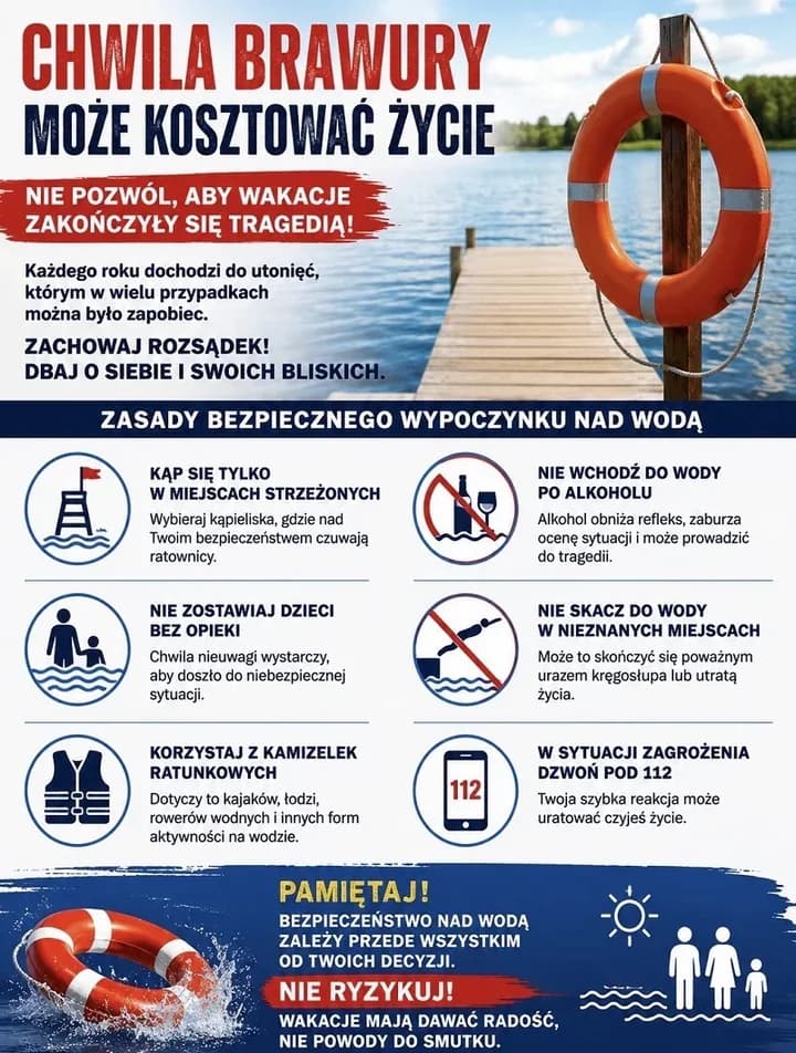 Jedna chwila nad wodą może zakończyć się tragedią - Policja ostrzega