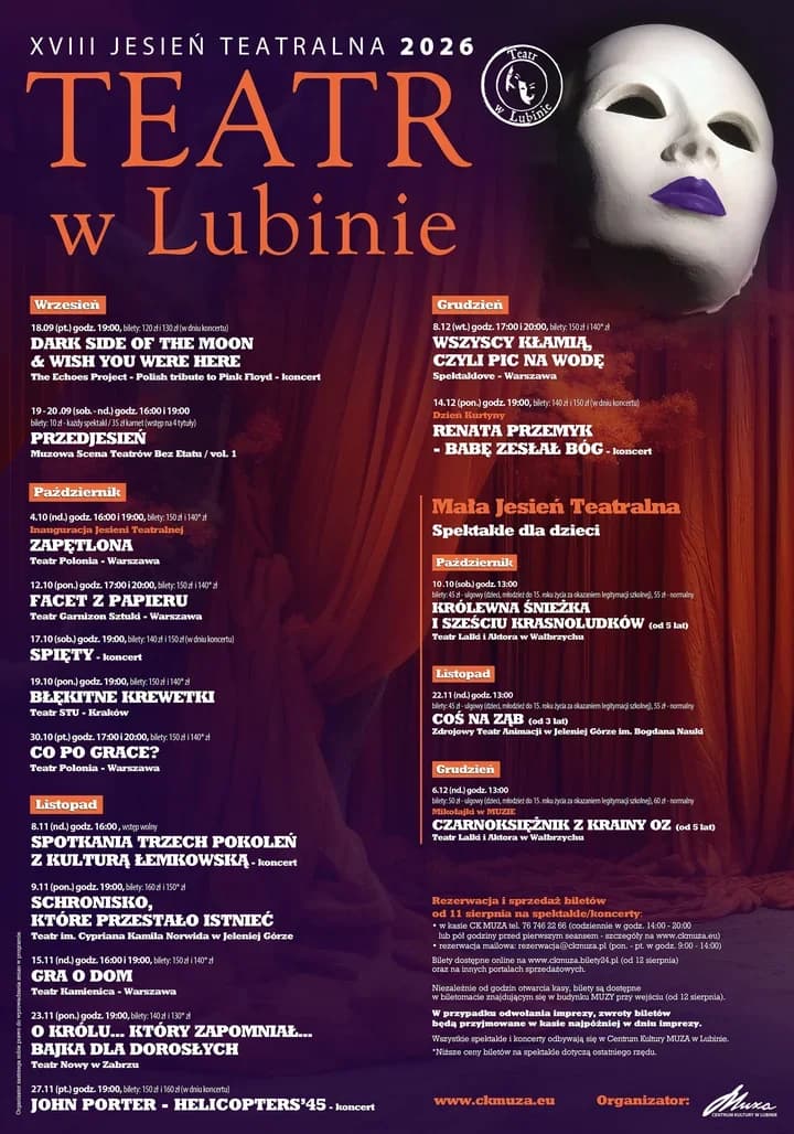 Jesień Teatralna w Muzie rozkręca Lubin - od Pink Floyd po mikołajkową klasykę