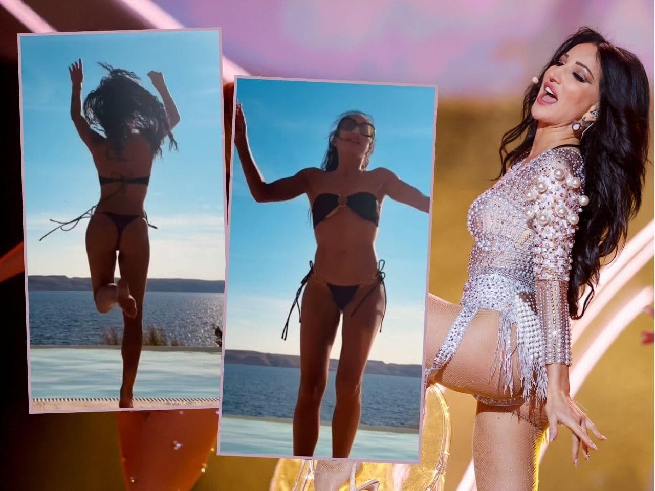 Justyna Steczkowska szaleje nad basenem w mikrobikini. Odsłoniła figurę bogini!