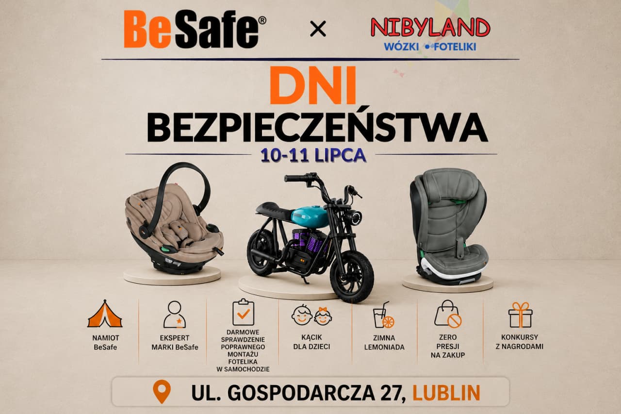 Już w najbliższy weekend, 10–11 lipca, zapraszamy do Nibyland na wyjątkowe Dni Bezpieczeństwa z marką BeSafe!