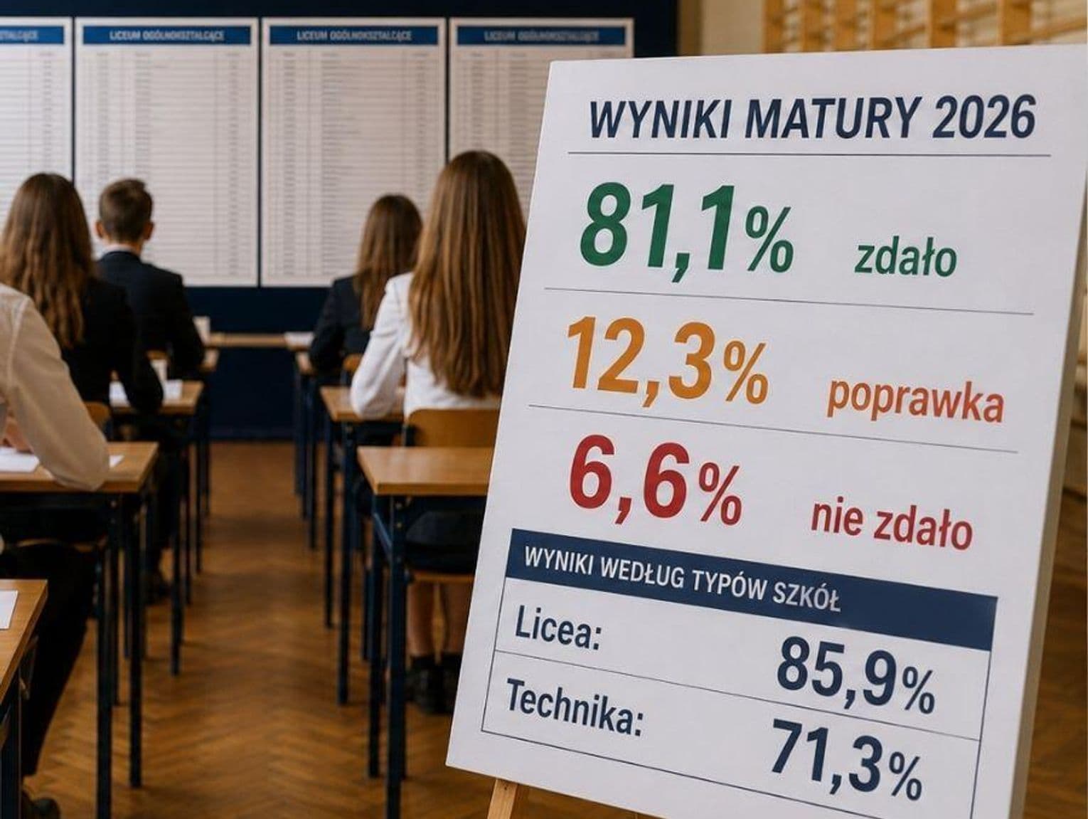 Kategorie artykułu: Chojnice EDUKACJA Maturę 2026 zdało czterech na pięciu absolwentów Data dodania artykułu: