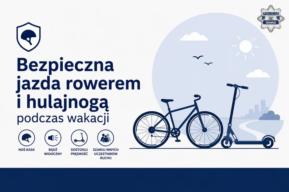 Katowice: Policja apeluje o bezpieczeństwo rowerzystów i użytkowników hulajnóg