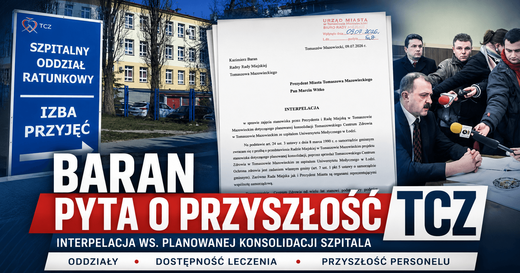 Kazimierz Baran pyta o przyszłość tomaszowskiego szpitala. Chce oficjalnego stanowiska Rady Miejskiej