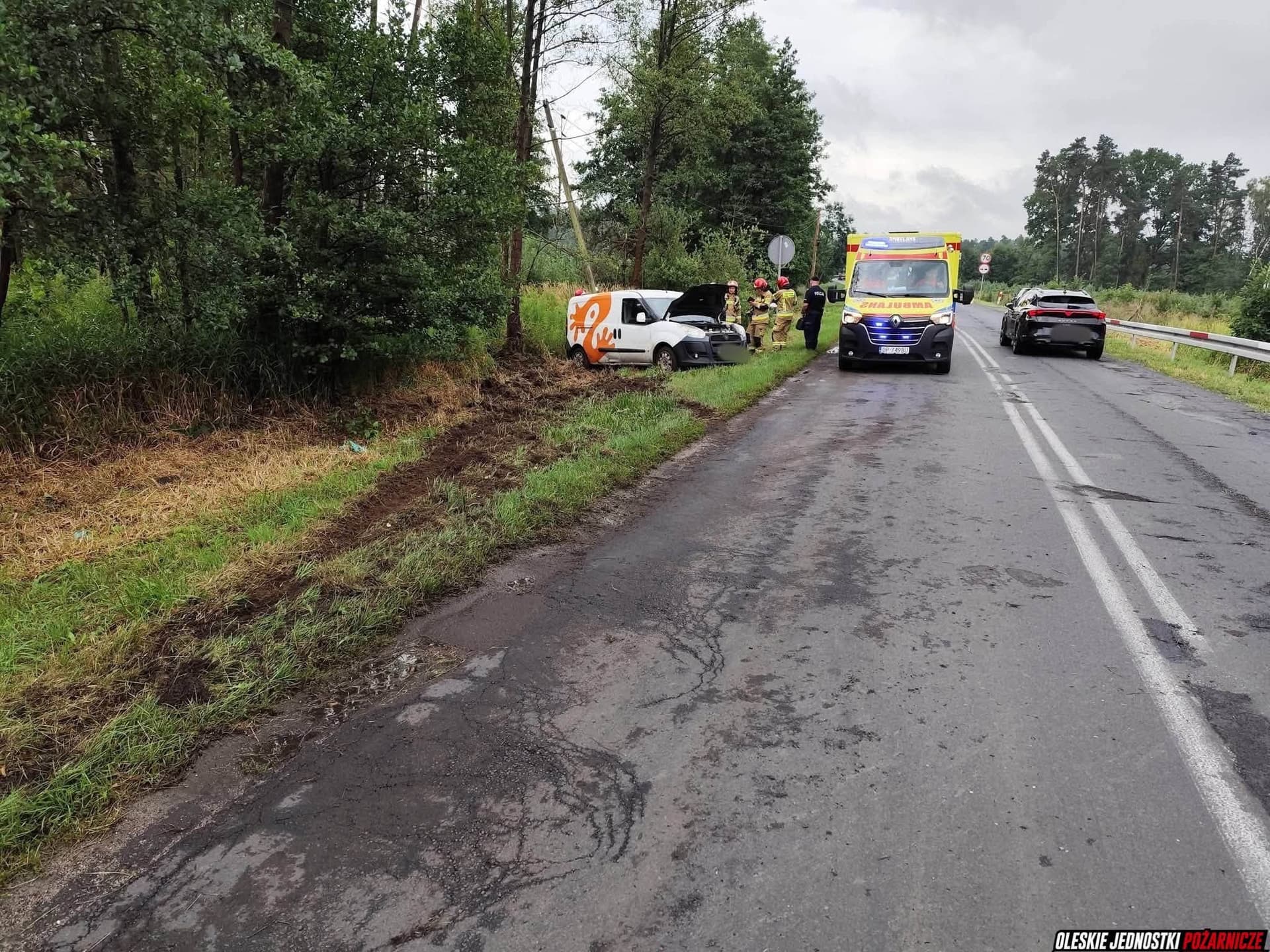 Kierujący Fiatem uderzył w słup między Obłąkami a Borkami Małymi