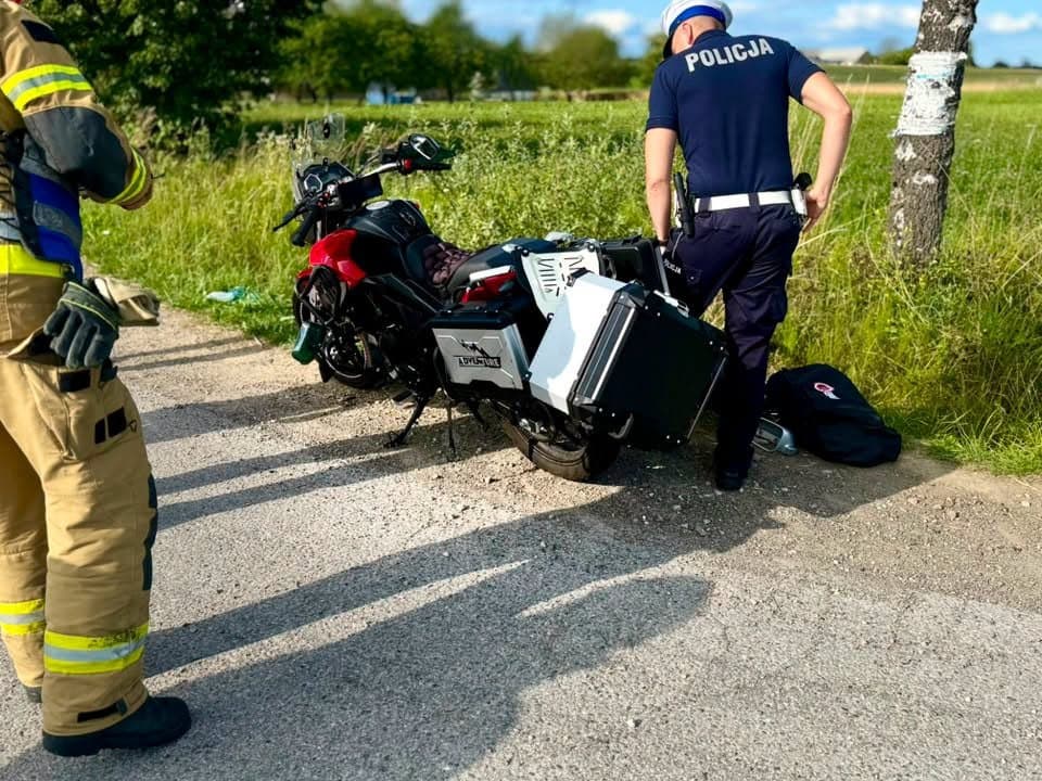 Kierujący motocyklem ranny po wypadku na drodze pod Tarnowem