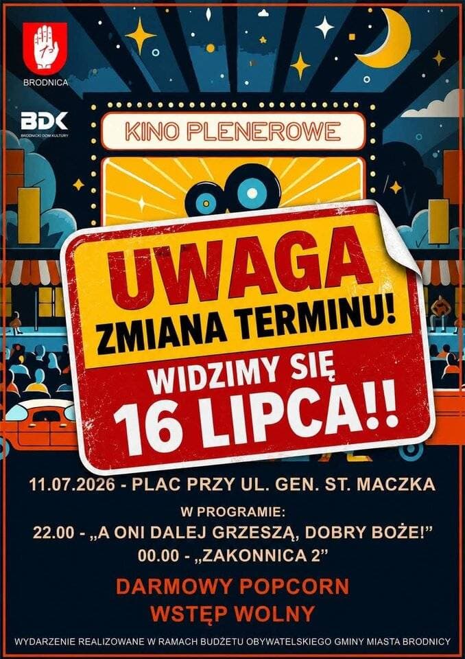 Kino plenerowe pod gwiazdami 16 lipca 2026 r.