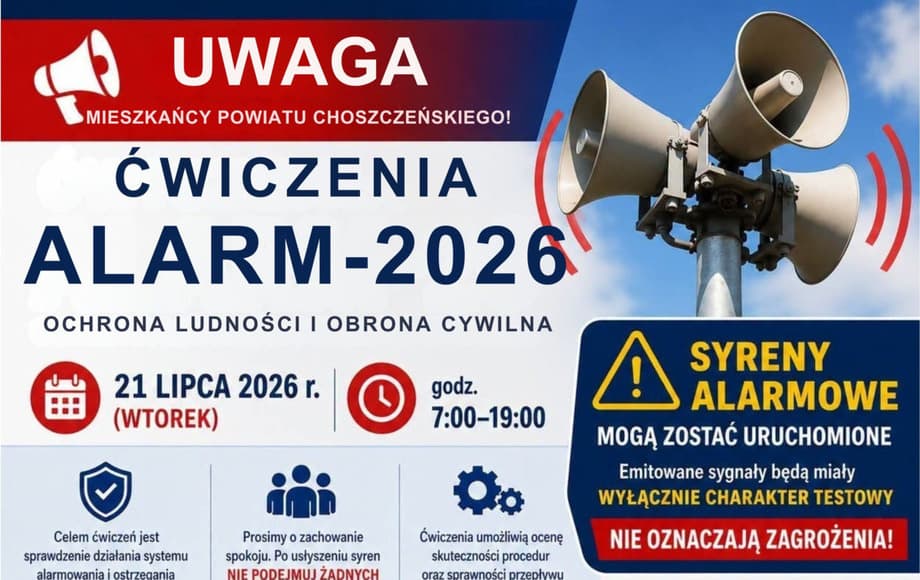 Kliknij aby przejść do Ćwiczenia z zakresu ochrony ludności i obrony cywilnej ,,ALARM-26”..