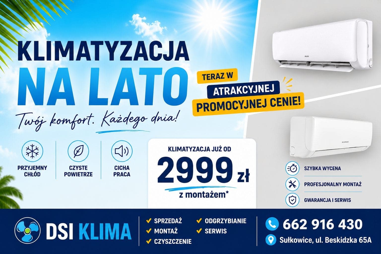 Klimatyzacja na lato? DSI Klima zapewnia sprzedaż, montaż i kompleksowy serwis
