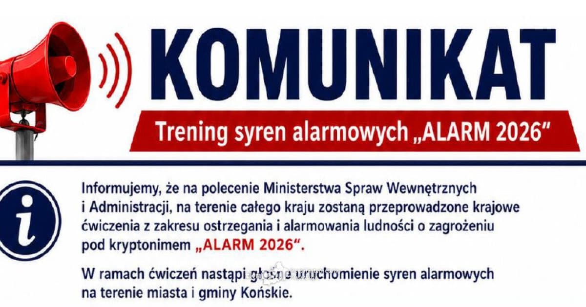 Końskie: Zawyją syreny alarmowe. Ćwiczenia ALARM 2026