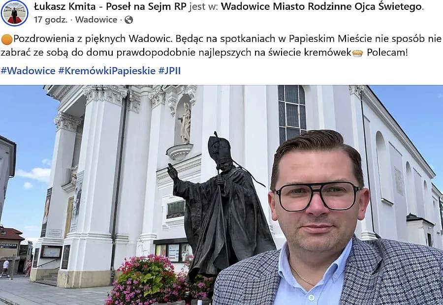 Kremówkowa pułapka w Wadowicach. „Słodki” wpis posła Kmity, a w komentarzach gorzka fala hejtu